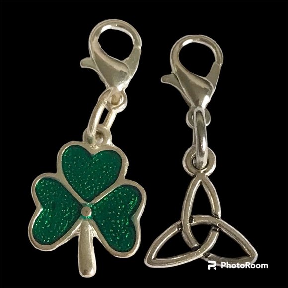 Celtic Irish Charms Clip On Lot Knot Shamrock Purse Zipper Pulls Silver Tone - Picture 2 of 9